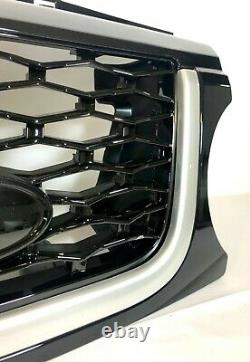 Noir Brillant Grille Et Side Vents avec Argent Bordure Pour Range Rover Sport